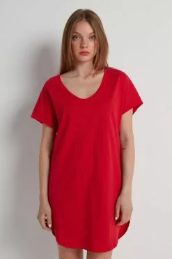 Tezenis Half-Sleeve Crew-Neck Short Cotton Dress