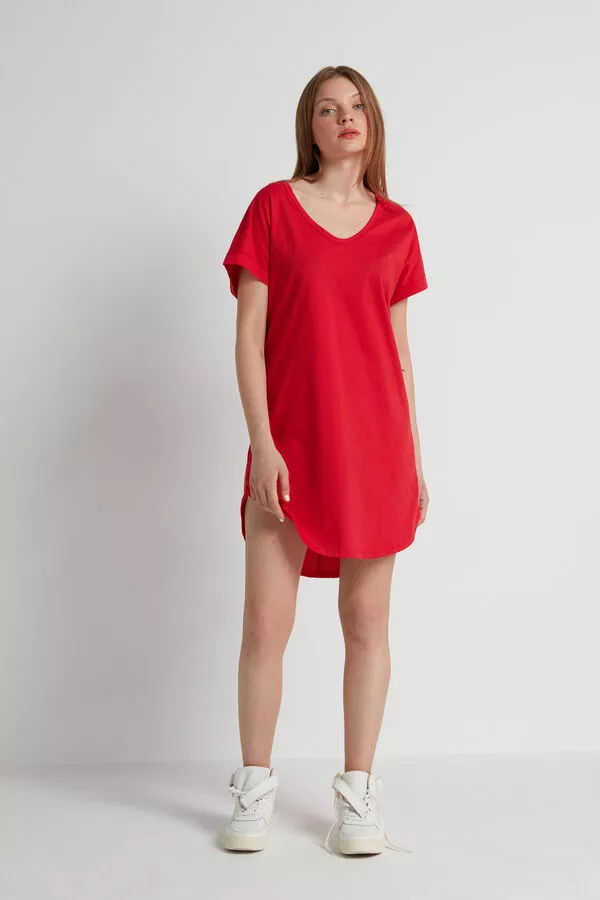 Tezenis Half-Sleeve Crew-Neck Short Cotton Dress 3 Tezenis Half-Sleeve Crew-Neck Short Cotton Dress - Image 3