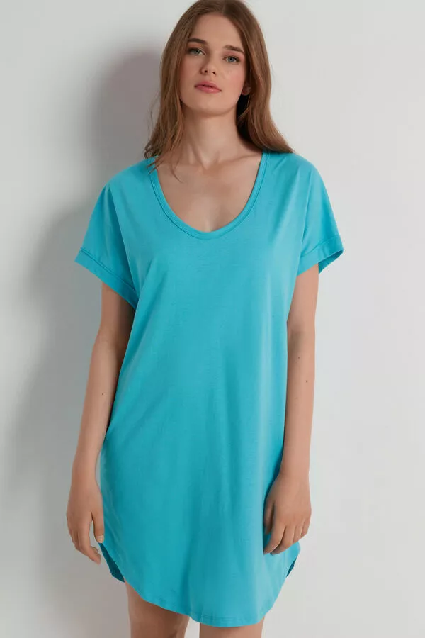 Tezenis Half-Sleeve Crew-Neck Short Cotton Dress 1 Tezenis Half-Sleeve Crew-Neck Short Cotton Dress