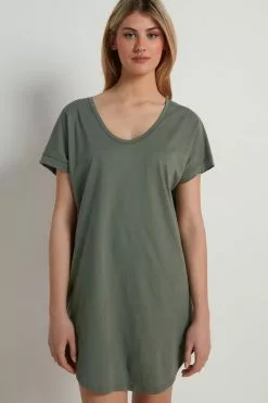 Tezenis Half-Sleeve Crew-Neck Short Cotton Dress