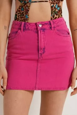 Tezenis Printed Denim Miniskirt With 4 Pockets