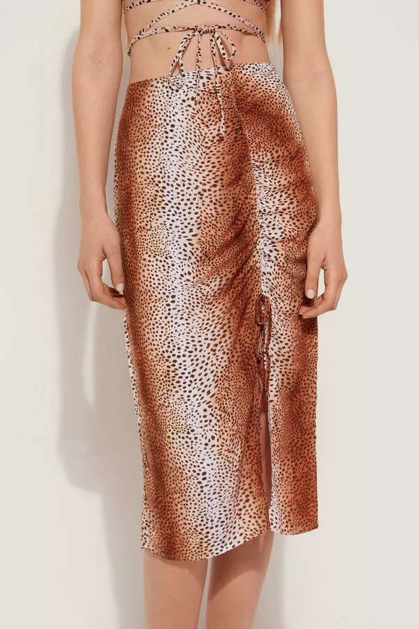 Tezenis Viscose Cloth Midi Skirt With Drawstring 1 Tezenis Viscose Cloth Midi Skirt With Drawstring