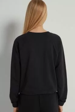 Tezenis Cropped Long-Sleeve Sweatshirt With Drawstring 6 Tezenis Cropped Long-Sleeve Sweatshirt With Drawstring -Outlet Tops Store 1WL1101019 BI