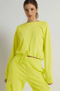 Tezenis Cropped Long-Sleeve Sweatshirt With Drawstring -Outlet Tops Store 1WL1101270V M