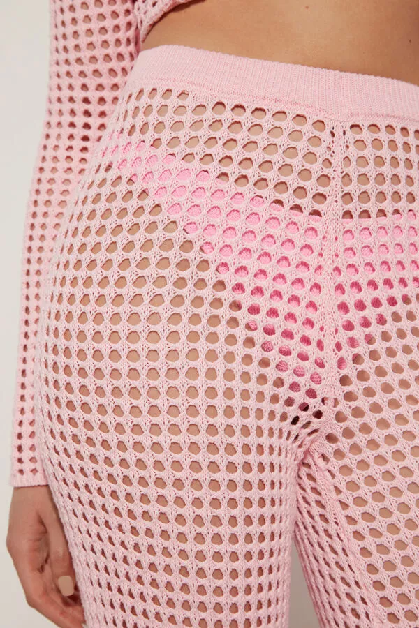 Tezenis Full Length Palazzo Pants In Mesh Crochet 4 Tezenis Full Length Palazzo Pants In Mesh Crochet - Image 4