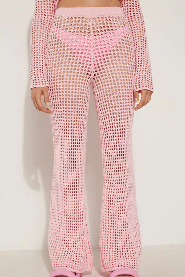 Tezenis Full Length Palazzo Pants In Mesh Crochet 1 Tezenis Full Length Palazzo Pants In Mesh Crochet