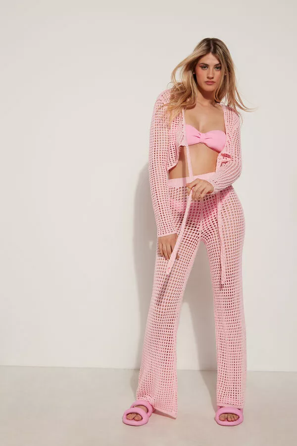 Tezenis Full Length Palazzo Pants In Mesh Crochet 3 Tezenis Full Length Palazzo Pants In Mesh Crochet - Image 3