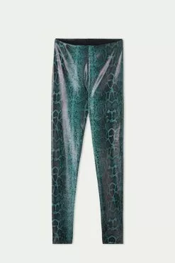 Tezenis Thermal Coated-Effect Python-Print Leggings -Outlet Tops Store 1WP1331948U F