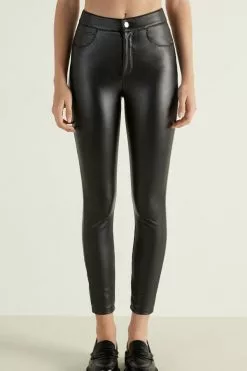Tezenis Coated-Effect Thermal Pants With Five Pockets