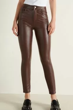 Tezenis Coated-Effect Thermal Pants With Five Pockets