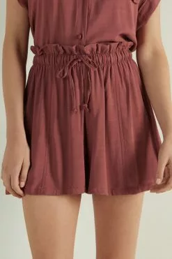 Tezenis Gathered High Rise Cloth Shorts