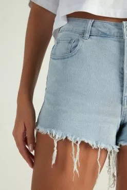 Tezenis High Rise Frayed Denim Shorts -Outlet Tops Store 1WS1469799U DT1W