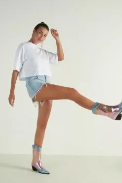 Tezenis High Rise Frayed Denim Shorts -Outlet Tops Store 1WS1469799U M