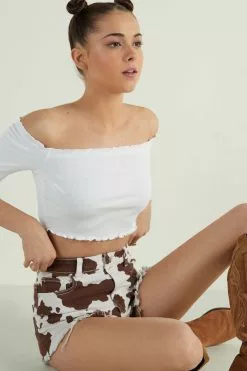 Tezenis High Rise Frayed Denim Shorts -Outlet Tops Store 1WS1469831U M