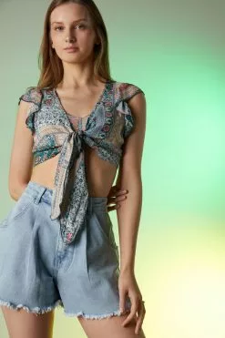 Tezenis Caramella High Waisted Denim Shorts -Outlet Tops Store 1WS1470799U M