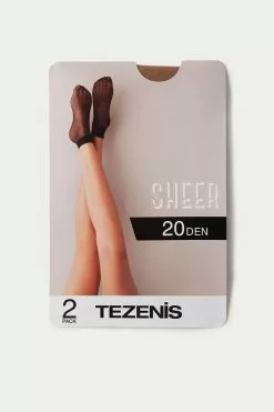 Tezenis 2 X 20 Den Appearance Sheer Short Socks -Outlet Tops Store 1ZZ21M 1748 D1
